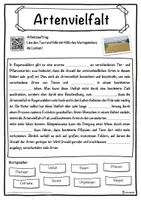 Vorschau - Unterrichtsreihen - Artenvielfalt Lückentext mit Wortspeicher Hörverstehen und Suchsel - Seite 1
