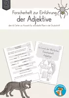 Vorschau - Arbeitsblätter - Adjektive Klasse 2 Druckschrift Forscherheft Wortarten - Deckblatt