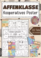 Vorschau - Mal- und Bastelvorlagen - Kooperatives Poster Affenklasse Gemeinschaftsbild - Deckblatt