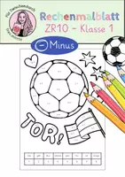 Vorschau - Arbeitsblätter - Rechenmalblatt Fußball Minus ZR 10 LEICHT - Deckblatt