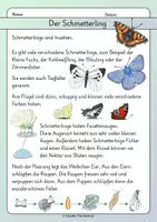Vorschau - Arbeitsblätter - Der Schmetterling - Lesetext und Aufgaben zum Leseverständnis - Seite 1