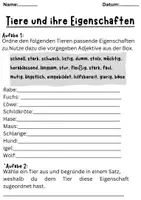 Vorschau - Arbeitsblätter - Tiere und ihre Eigenschaften Klasse 6 - Deckblatt