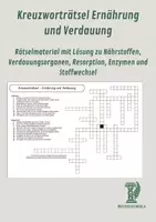 Vorschau - Arbeitsblätter - Kreuzworträtsel Ernährung und Verdauung Rätselmaterial mit Lösung zu Nährstoffen, Verdauungsorganen, Resorption, Enzymen und Stoffwechsel - Deckblatt