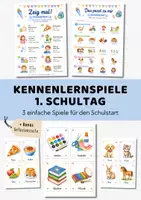 Vorschau - Spiele - Kennenlernspiele 1 Schultag | Klasse 1 Schulanfang | Kennenlerntag 1. Klasse Einschulung - Deckblatt