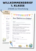 Vorschau - Arbeitsblätter - Willkommensbriefe Klasse 1 | Willkommensgruß Schulanfang | Brief Einschulung | Erster Schultag Grundschule - Deckblatt