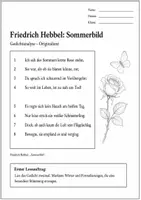 Vorschau - Arbeitsblätter - Gedichtanalyse Hebbel- Sommerbild - Seite 1