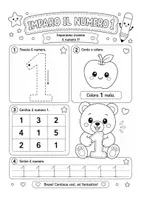 anteprima - Esercizi - Primi numeri - Quaderno in bianco e nero - Pagina 1