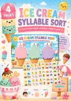 Vista previa - Juegos / Gamificación - Recurso montessori GRATUITO para aprender las SÍLABAS en INGLÉS | Ice Cream Syllable Sort - Portada