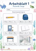 Vorschau - Arbeitsblätter - Längen messen Klasse 2 | Mathematik Klasse 2 | 7 Arbeitsblätter als PDF - Seite 1