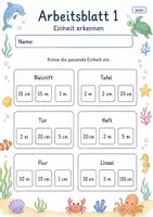 Vorschau - Arbeitsblätter - Meter und Zentimeter | Mathematik Klasse 2 | 7 Arbeitsblätter als PDF - Seite 1
