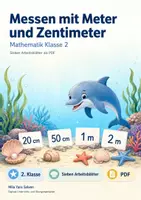 Vorschau - Arbeitsblätter - Messen mit Meter und Zentimeter | Mathematik Klasse 2 | 7 Arbeitsblätter als PDF - Deckblatt