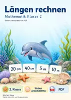 Vorschau - Arbeitsblätter - Längen rechnen | Mathematik Klasse 2 | 7 Arbeitsblätter als PDF - Deckblatt