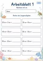 Vorschau - Arbeitsblätter - Längen rechnen | Mathematik Klasse 2 | 7 Arbeitsblätter als PDF - Seite 1