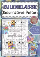 Vorschau - Mal- und Bastelvorlagen - Kooperatives Poster Eulenklasse Gemeinschaftsbild - Deckblatt