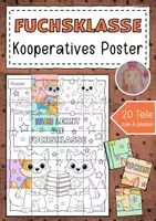 Vorschau - Mal- und Bastelvorlagen - Kooperatives Poster Fuchsklasse Gemeinschaftsbild - Deckblatt