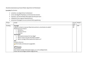 Vorschau - Stundenentwürfe - Ethik Reihe Ideologien 7: Social Media, Algorithmus, Filterblase - Seite 1