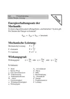 Vorschau - Arbeitsblätter - Formelsammlung Arbeit, Energie, Leistung - Seite 1