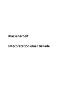 Vorschau - Klassenarbeiten - Klassenarbeit Interpretation einer Ballade - Deckblatt