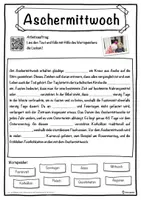 Vorschau - Unterrichtsreihen - Aschermittwoch Lückentext mit Wortspeicher Hörverstehen und Suchsel - Seite 1