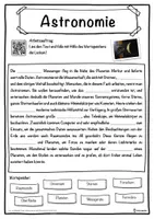 Vorschau - Unterrichtsreihen - Astronomie Lückentext mit Wortspeicher Hörverstehen und Suchsel - Seite 1