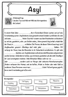 Vorschau - Unterrichtsreihen - Asyl Lückentext mit Wortspeicher Hörverstehen und Suchsel - Seite 1