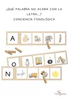 Vista previa - Tarjetas / Manipulativos - CONCIENCIA FONOLÓGICA: QUÉ PALABRA NO ACABA CON LA LETRA...? - Portada