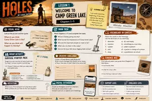 Vorschau - Arbeitsblätter - Grafic Task Card zur Lektüre Louis Sachar Holes: Kapitel 1-5 Englisch - Deckblatt