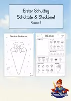 Vorschau - Arbeitsblätter - Erster Schultag Schultüte und Steckbrief Klasse 1 gratis - Deckblatt
