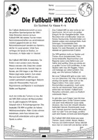 Vorschau - Arbeitsblätter - Fußball WM 2026 Deutsch: Leseverstehen Klasse 4, 5, 6 - Seite 1