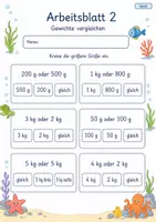 Vorschau - Arbeitsblätter - Größen vergleichen Klasse 2 | Mathematik Klasse 2 | 7 Arbeitsblätter als PDF - Seite 2