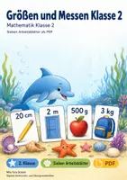 Vorschau - Arbeitsblätter - Größen und Messen Klasse 2 | Mathematik Klasse 2 | 7 Arbeitsblätter als PDF - Deckblatt