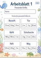 Vorschau - Arbeitsblätter - Größen und Messen Klasse 2 | Mathematik Klasse 2 | 7 Arbeitsblätter als PDF - Seite 1
