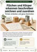 Vorschau - Arbeitsblätter - Flächen und Körper erkennen beschreiben zeichnen und zuordnen - Deckblatt