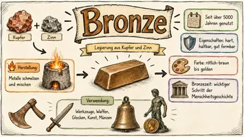 Vorschau - Arbeitsblätter - AB mit Fragen zum Thema "Bronze" + Lösungsblatt + Infografik - Seite 1