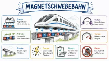 Vorschau - Arbeitsblätter - Arbeitsblätter zum Thema "Magnetschwebebahn" + Lösung & MP3 + Mindmap + Infografik - Seite 1