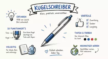 Vorschau - Arbeitsblätter - Arbeitsblätter zum Thema "Kugelschreiber" + Lösung & MP3 + Mindmap + Infografik - Seite 1