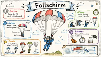 Vorschau - Arbeitsblätter - AB mit Fragen zum Thema "Fallschirme" + Lösungsblatt + Infografik - Seite 1