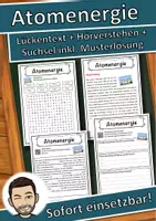 Vorschau - Stundenentwürfe - Atomenergie Lückentext mit Wortspeicher Hörverstehen und Suchsel - Deckblatt