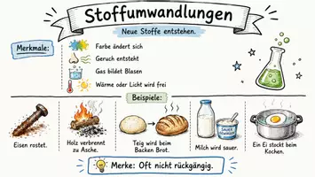 Vorschau - Arbeitsblätter - Lernposter + AB mit Fragen zum Thema "Stoffumwandlungen" + Lösungsblatt + Mindmap + Infografik - Seite 2