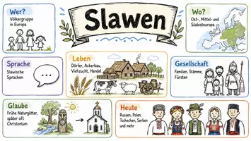 Vorschau - Arbeitsblätter - Arbeitsblätter "Slawen" + Lösung & MP3 + Mindmap + Infografik - Seite 1