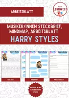 Vorschau - Arbeitsblätter - Musiker/innen aus den 2020ern: Harry Styles - Deckblatt
