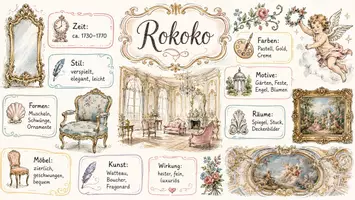 Vorschau - Arbeitsblätter - AB mit Fragen zum Thema "Rokoko" + Lösungsblatt + Infografik - Seite 1