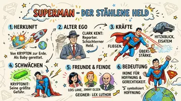 Vorschau - Arbeitsblätter - Arbeitsblätter zum Thema "Superman" + Lösung & MP3 + Mindmap + Infografik - Seite 1