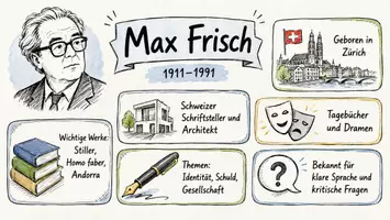 Vorschau - Arbeitsblätter - Arbeitsblätter zum Thema "Max Frisch" + Lösung & MP3 + Infografik - Seite 1