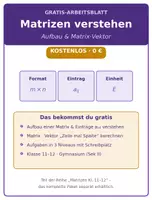 Vorschau - Arbeitsblätter - Matrizen verstehen Kl. 11–12 Gymnasium - Deckblatt