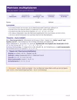 Vorschau - Arbeitsblätter - Matrizen multiplizieren Kl. 11–12 Gymnasium - Deckblatt