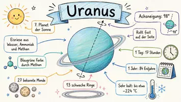 Vorschau - Arbeitsblätter - AB mit Fragen zum Thema "Uranus" + Lösungsblatt + Infografik - Seite 1
