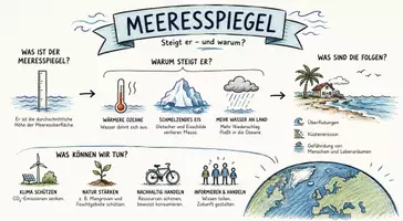 Vorschau - Arbeitsblätter - AB mit Fragen zum Thema "Meeresspiegel" + Lösungsblatt + Infografik - Seite 1