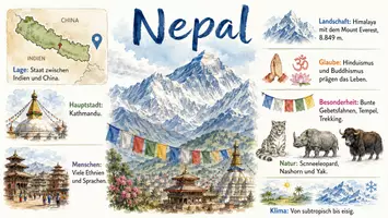 Vorschau - Arbeitsblätter - Arbeitsblätter "Nepal" + Lösung & MP3 + Mindmap + Infografik + Infografik - Seite 1