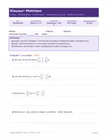 Vorschau - Klassenarbeiten - Klausur Matrizen Kl. 11–12 Gymnasium - Deckblatt